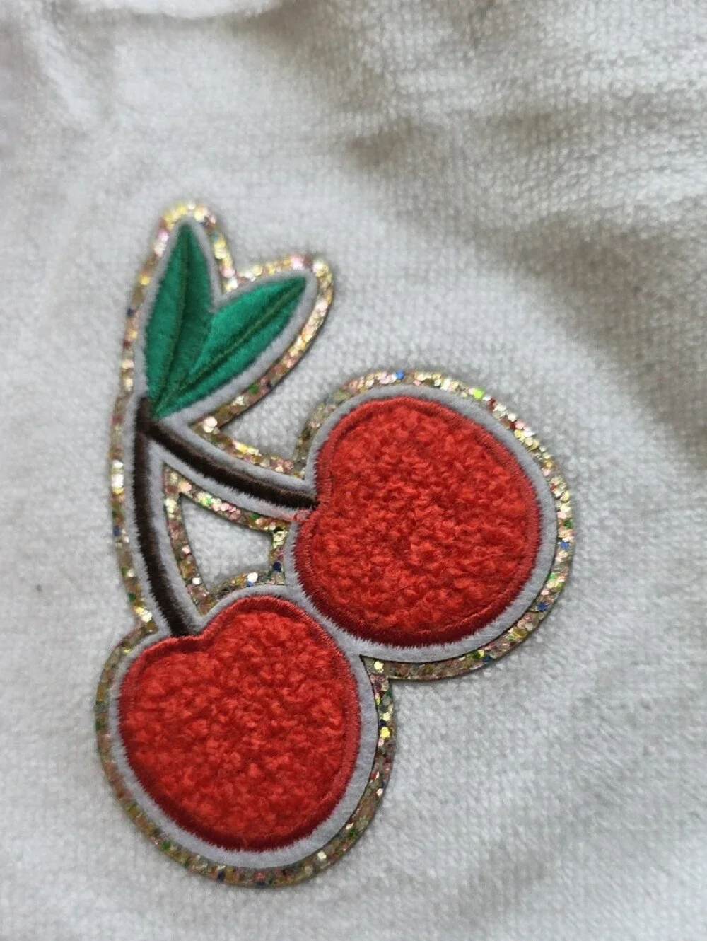 White Baby Bib with Red Cherry Patch 2 Pk